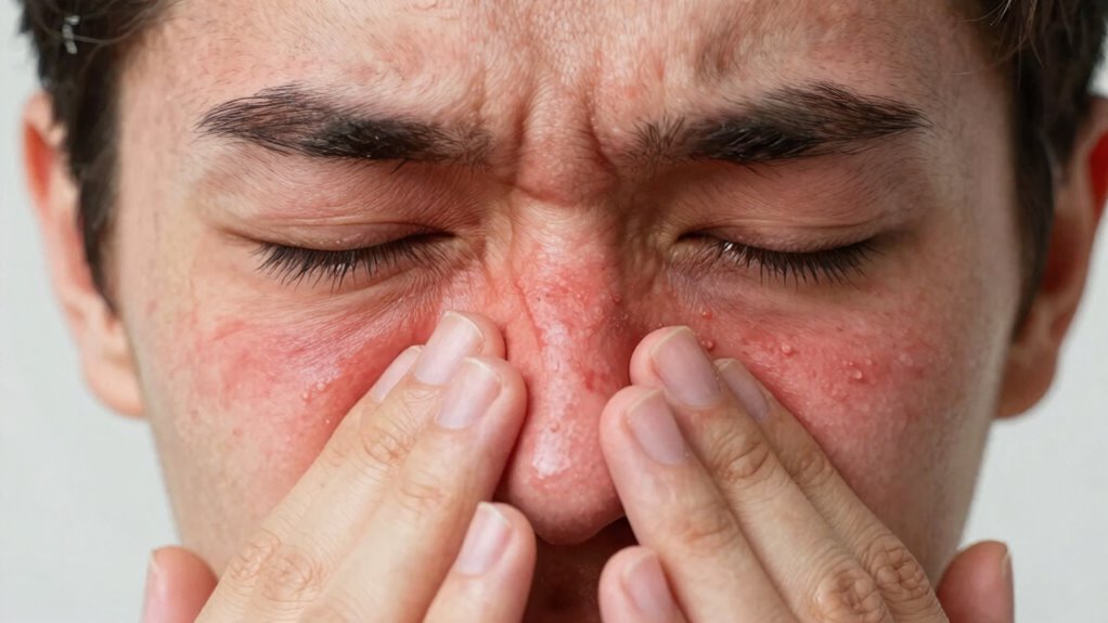 rubbing and sneezing worsen redness