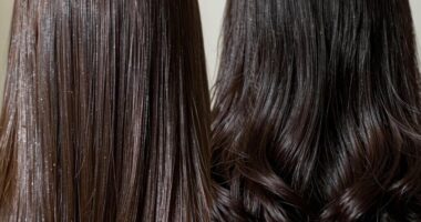 glossy versus silky hair