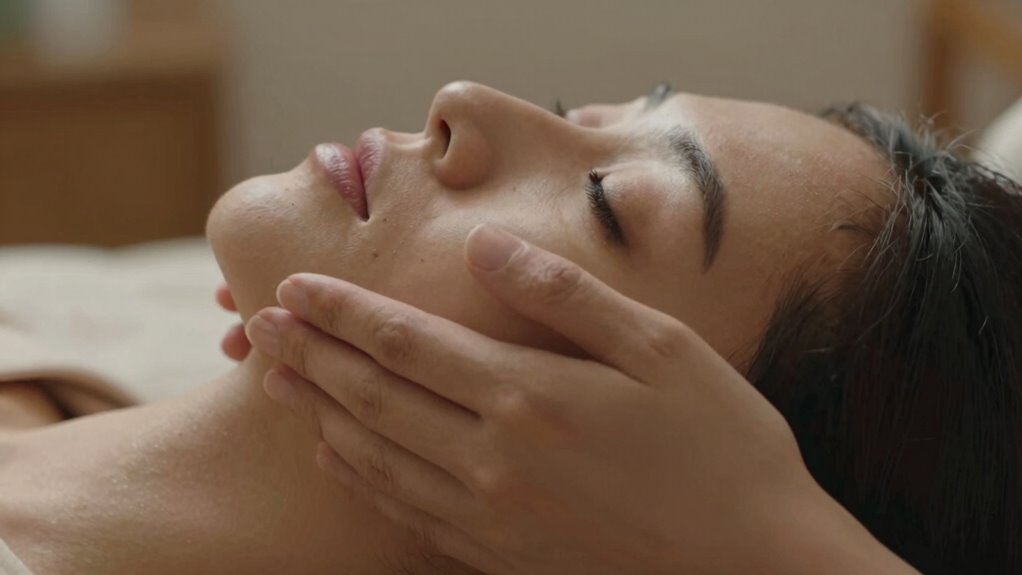 warm hands enhance facial glow